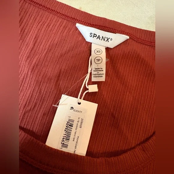 SPANX Ribbed Crew Neck Top in Rustic Red - Picture 5 of 8